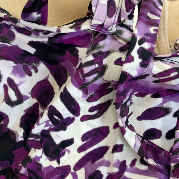 Cacique Purple Leopard Tankini Swim top - Picture 5 of 9